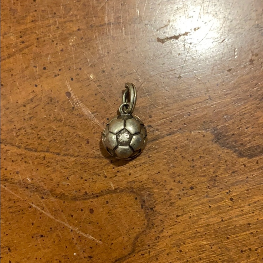 Sterling silver soccer ball charm with split ring